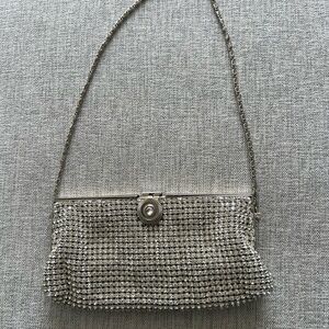 Silver Mesh Evening Clutch with Chain Strap